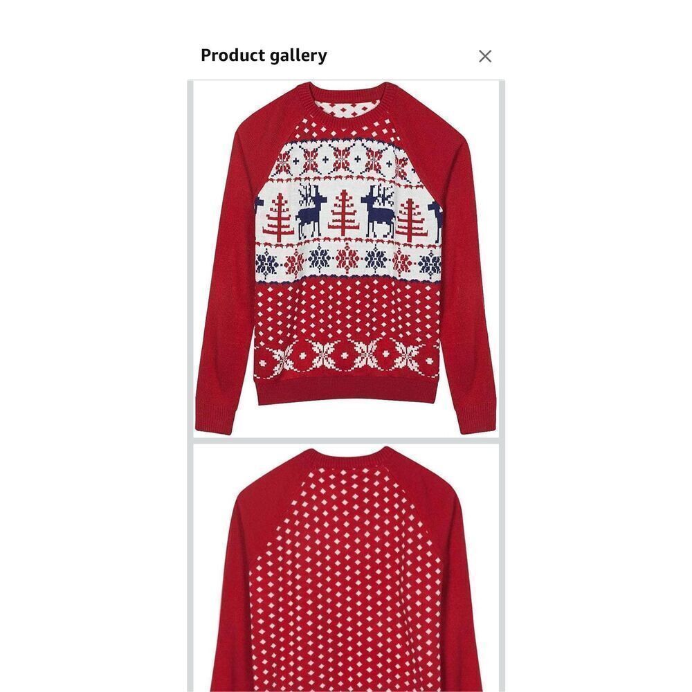 Blueberry Style Men’s Large Christmas Sweater Crewneck Reindeer Matching Family